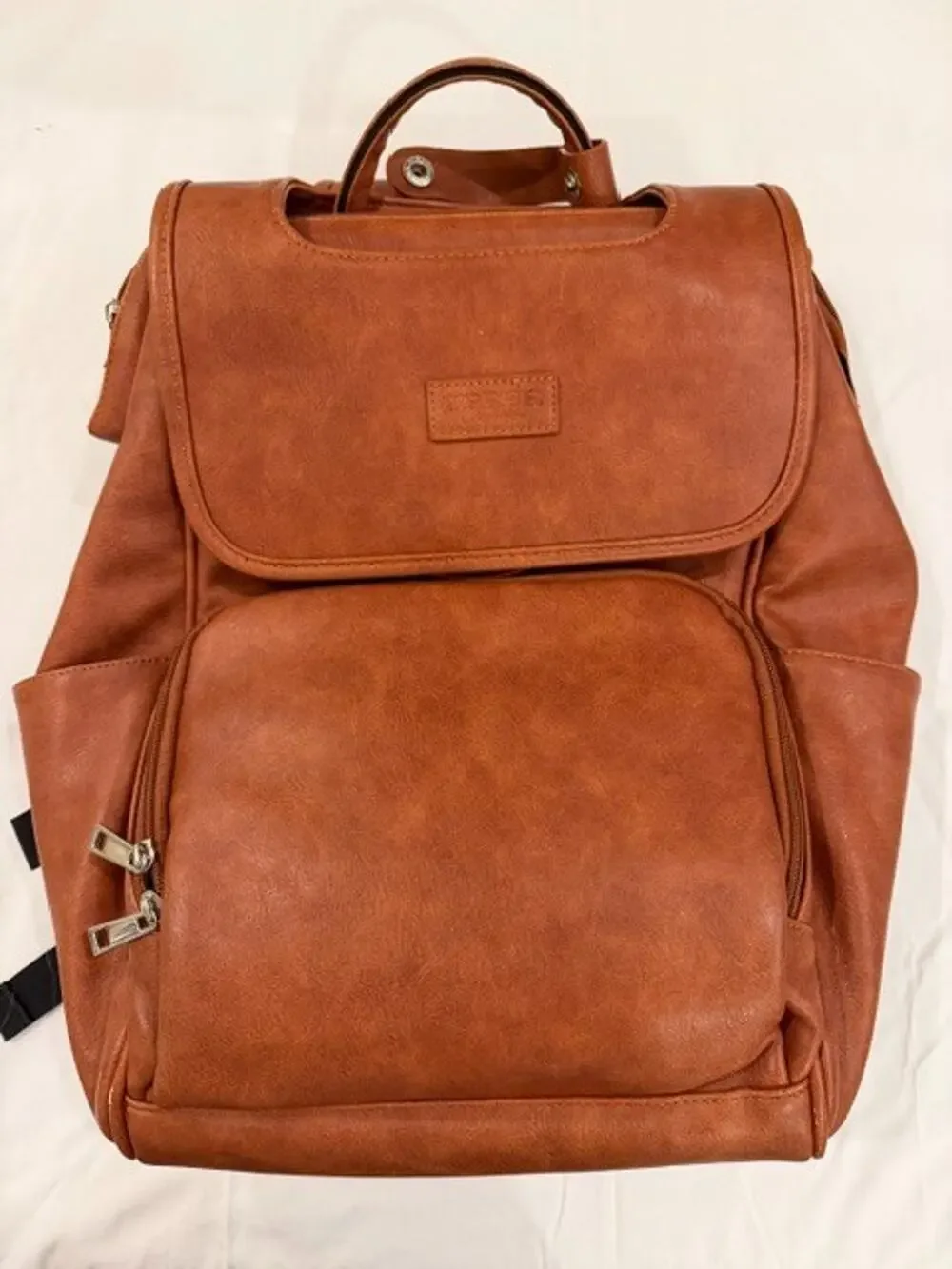 Upper La Madison The Commuter Diaper Baby Bag Backpack Vegan Leather Brown